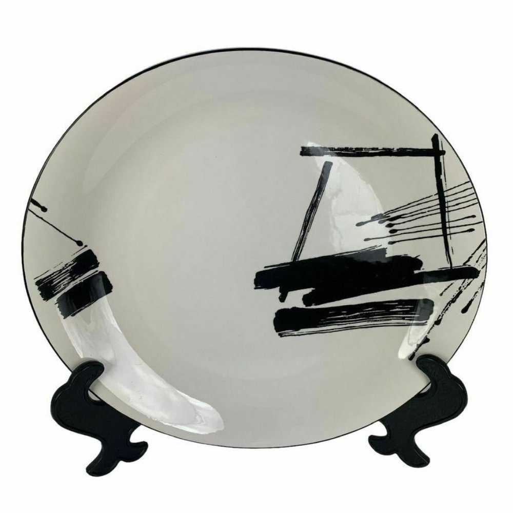 Sango The Larry Laslo Collection Calligraphy Platter Oval Black Brushstrokes